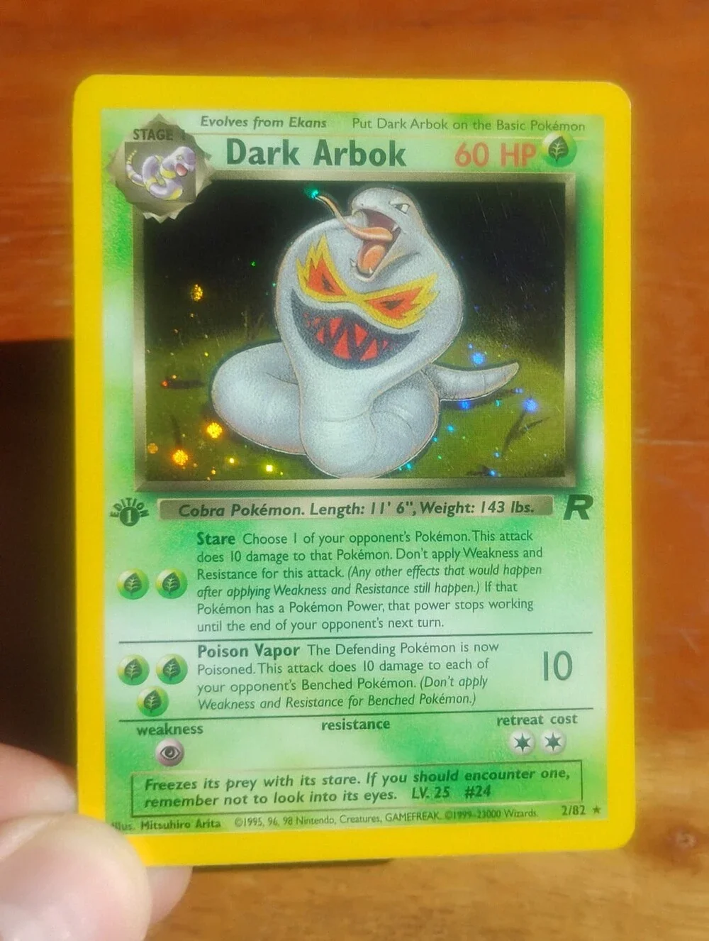 LP WOTC 2000 1st Edition Holo Dark Arbok 2/82 Team Rocket Set Pokemon Card